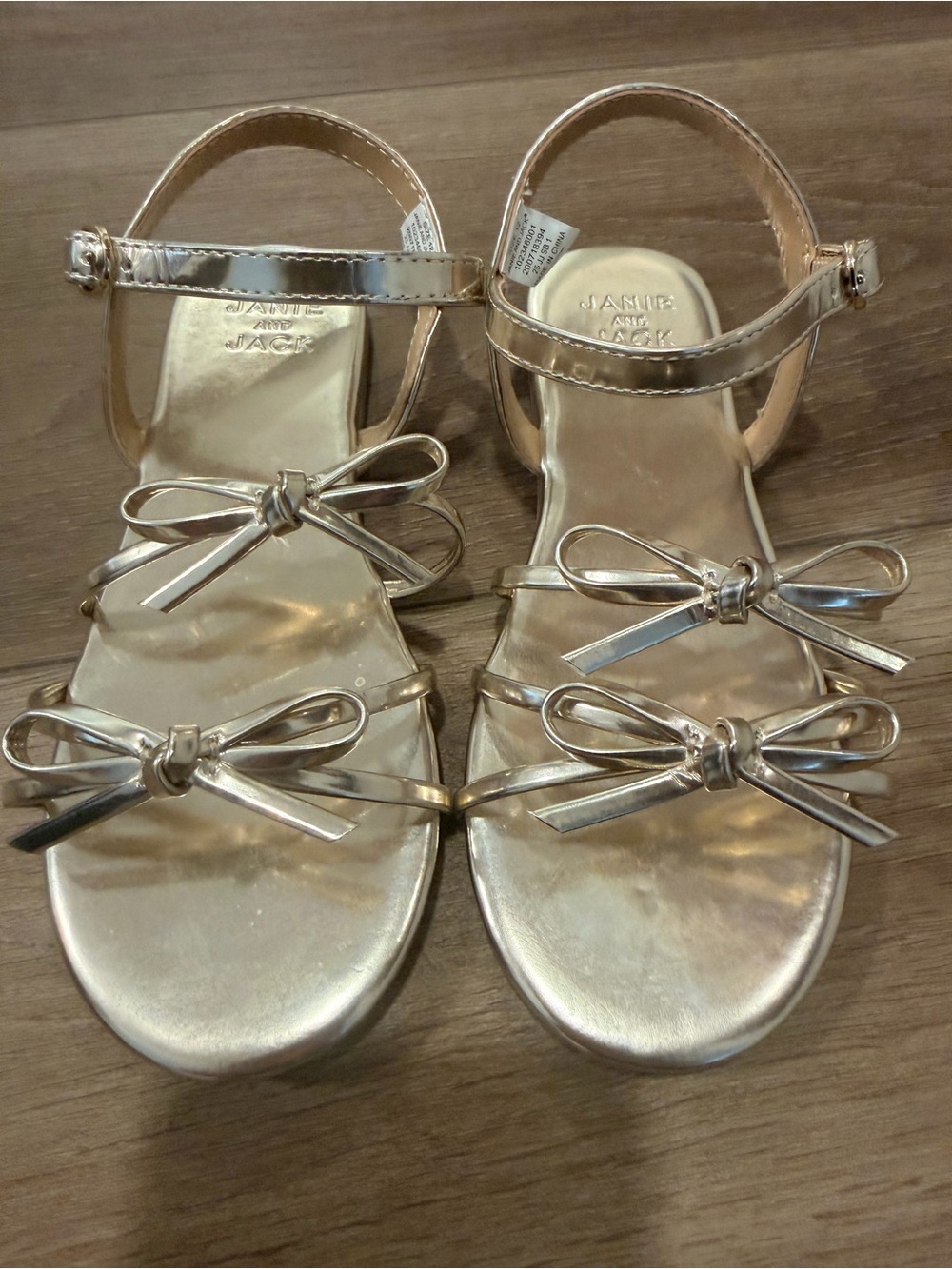 Janie and Jack Metallic Gold Bow Strap Sandals